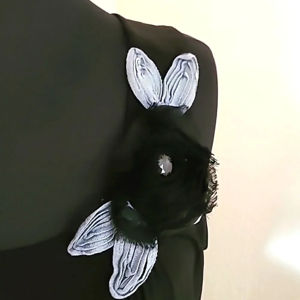 Candy Rain Sleeveless Black Dress with Light Blue & Black Flower,  Size 3X